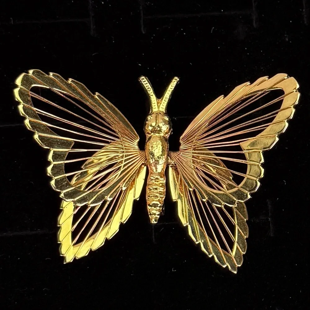 Vintage Monet, textured goldtone, 3-D butterfly brooch, pin